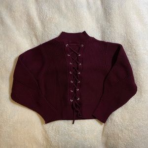 Top shop maroon sweater with back lace-up detail ❤️